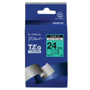 ブラザー ラミネートテープ(黒文字/緑/24mm幅) ピータッチ TZE-751 ブラザー ラミネートテープ(黒文字/緑/24mm幅) ピータッチ TZE-751