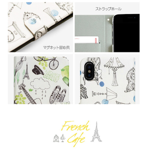 Happymori iPhone XS/X用手帳型ケース French Cafe Diary ブルー HM10271I8-イメージ4