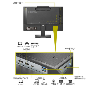 I・Oデータ USB Type-C搭載 23．8型 液晶ディスプレイ ブラック LCD-C242SDB-イメージ3
