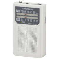 オーム電機 AM/FMポケットラジオ 電池長持ちタイプ AudioComm ホワイト RADP136NW