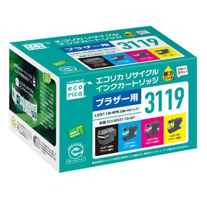 エコリカ ブラザー用リサイクルインクカートリッジ/LC3119-4PK/4色パック FCV1684-ECI-BR3119-4P-イメージ1