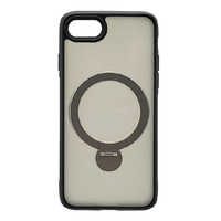ラスタバナナ iPhone SE(第3世代)/SE(第2世代)/8用ZEROSAFE ハイブリッドケース TPU×PC 360°回転MAGSAFEリング付き フロストブラック 8045IP247HPMBK