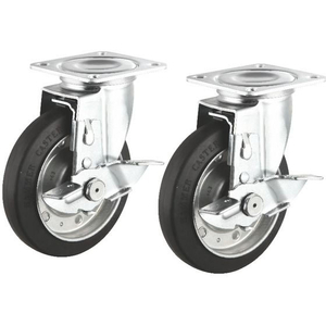 サンワサプライ 汎用キャスター 125mm径 車幅38mm ゴムフリーストッパー2コ FCB818H-CST-125ER-FRST2-イメージ1