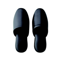 テンダイ シボナシレザー風スリッパ 5足組 ブラック L FCF155K-69-6414-43