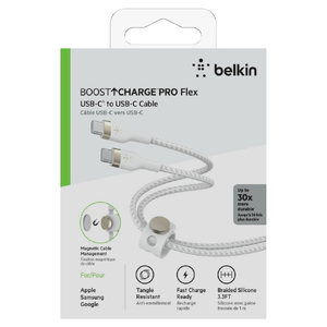 BELKIN USB-C to Cケーブル(高耐久編込シリコンケーブル) 1．0m ホワイト CAB011BT1MWH-イメージ2