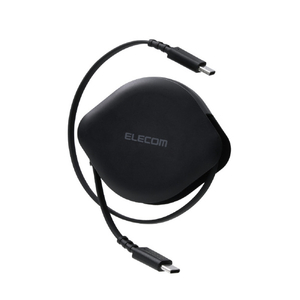 エレコム 巻き取りケーブル(USB Type-C(TM) - USB Type-C/USB2．0/60W) ブラック MPA-CCRLR09BK-イメージ1