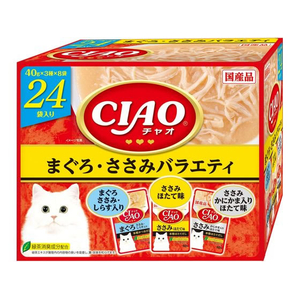 いなば CIAO パウチ まぐろ ささみバラエティ 40g×24P FCF593N-イメージ1