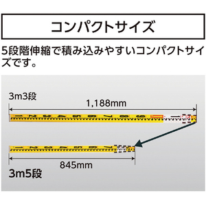 シンワ測定 アルミスタッフ　２　３ｍ５段　表面１０ｍｍピッチ　裏面１ｍｍピッチ目盛付 73275-イメージ4