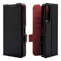 ラスタバナナ らくらくスマートフォン a/Lite用薄型手帳サイドマグネットケース ブラック×レッド 8446RKSMABSMBKR