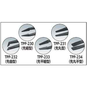 トラスコ プラスチック製ピンセット５本組セット TPP-25-SET-イメージ2