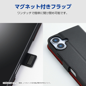 エレコム Galaxy A36 5G用 ソフトレザーケース 薄型 磁石付 ブラック PM-G254PLFUBK-イメージ6