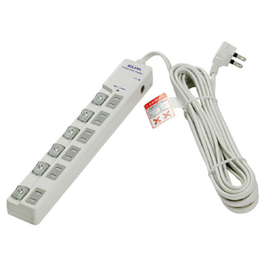 エルパ 電源タップ LEDランプスイッチ付き(6個口・5m) ホワイト WLS-LU6500RMB エルパ 電源タップ LEDランプスイッチ付き(6個口・5m) ホワイト WLS-LU6500RMB