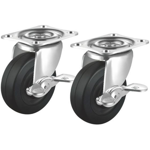 サンワサプライ 汎用キャスター 75mm径 車幅26mm ゴム フリーストッパー2コ FCB822H-CST-75E-FRST2-イメージ1