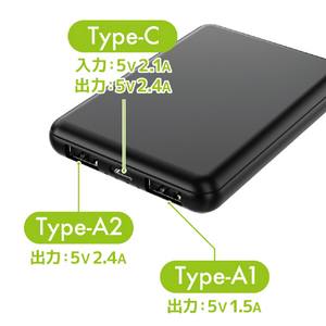 サンコー 5000mAhモバイルバッテリー ブラック HD3-MBTC5000BK-イメージ4
