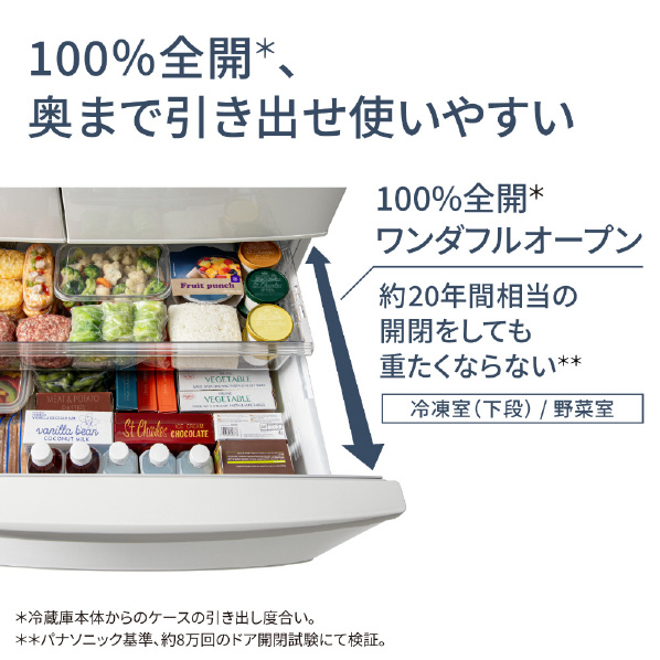 パナソニック 451L 6ドア冷蔵庫 ハーモニーホワイト NR-FVF45S1-W 451L