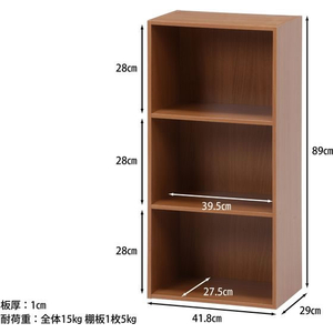 不二貿易 カラーボックス 3段 HP943 ビーチ ビーチ418mm290mm890mm- FC638TA-93500-イメージ10