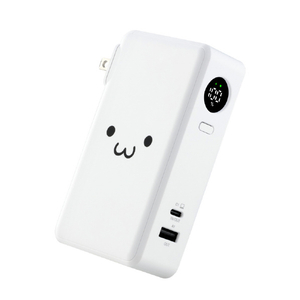 エレコム AC充電器一体モバイルバッテリー(10000mAh/67W/C×1+A×1) ホワイト×ブラック DE-AC12-10000WF-イメージ1