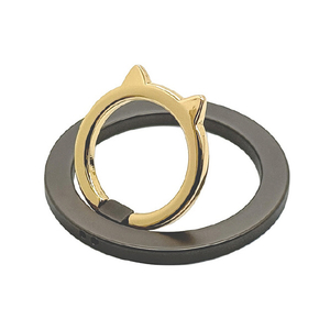 ラスタバナナ RMRNG02BKGD MagSafe用 猫型スマホリング 小 ブラック