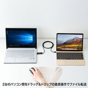サンワサプライ ドラッグ＆ドロップ対応Type-Cリンクケーブル（Mac/Windows対応） KB-USB-LINK5-イメージ2