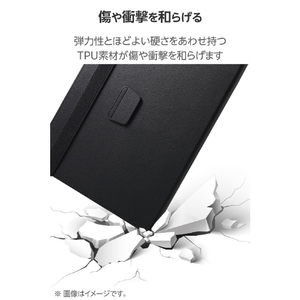 エレコム 11インチiPad Air(M3/M2)用フラップケース 衝撃ガード ベルト付 2アングル 軽量 ブラック TB-A25MPLF2BK-イメージ4