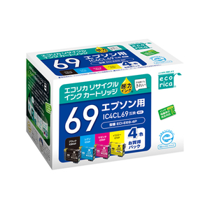 エコリカ エプソン用リサイクルインクカートリッジIC4CL69 F834260-ECI-E69-4P-イメージ1