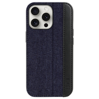 エム・ディー・シー iPhone 16 Pro用スタンド付き背面ケース EDWIN デニム/インディゴ MD-75554-1