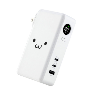 エレコム AC充電器一体モバイルバッテリー(10000mAh/67W/C×2+A×1) ホワイト×ブラック DE-AC13-10000WF-イメージ1