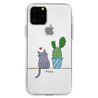 Dparks iPhone 11 Pro Max用ソフトクリアケース 猫とサボテン DS17286I65R