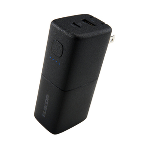 エレコム AC充電器一体モバイルバッテリー(5000mAh/30W/C×1+A×1) ブラック DE-AC14-5000BK-イメージ1