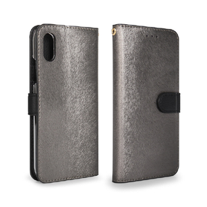 HANSMARE iPhone XS Max用CALF Diary メタルブラック HAN14286I65-イメージ1