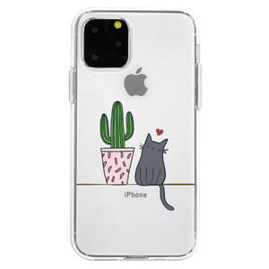 Dparks iPhone 11 Pro Max用ソフトクリアケース サボテンと猫 DS17287I65R-イメージ1