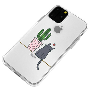 Dparks iPhone 11 Pro Max用ソフトクリアケース サボテンと猫 DS17287I65R-イメージ4