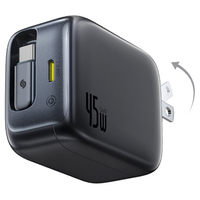 BASEUS EnerCore CJ11 巻取式ケーブル内蔵急速充電器 45W Cosmic Black E0120C00