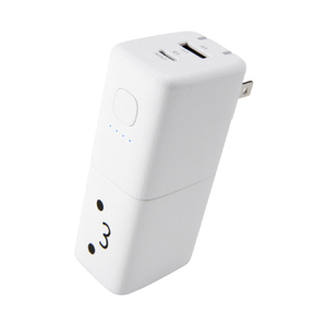 エレコム AC充電器一体モバイルバッテリー(5000mAh/30W/C×1+A×1) しろちゃん DE-AC14-5000WF-イメージ1