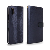 HANSMARE iPhone XS Max用CALF Diary ネイビーブルー HAN14287I65