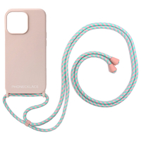 PHONECKLACE iPhone 13 Pro Max用ロープネックストラップ付きシリコンケース パウダーピンク PN23287I13PMPK