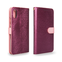 HANSMARE iPhone XS Max用CALF Diary ワインピンク HAN14288I65