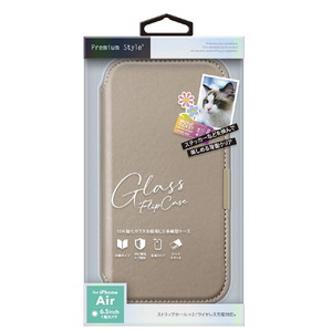PGA iPhone Air用ガラスフリップケース ベージュ PG-25CGF02BE-イメージ1