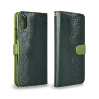 HANSMARE iPhone XS Max用CALF Diary フォレストグリーン HAN14289I65