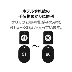 オープン工業 クロークチケット 61～80 黒 20枚 FC87629-BF-153-BK-イメージ2