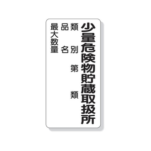 ユニット 危険物標識 少量危険物貯蔵取扱所類別… FC507GM-3339629-イメージ1