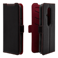 ラスタバナナ らくらくスマートフォン(F-53E)用薄型手帳サイドマグネットケース ブラック×レッド 8459F53EBSMBKR