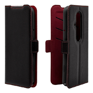 ラスタバナナ らくらくスマートフォン(F-53E)用薄型手帳サイドマグネットケース ブラック×レッド 8459F53EBSMBKR-イメージ1