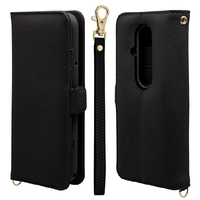 ラスタバナナ らくらくスマートフォン(F-53E)用ハンドストラップ付き手帳型ケース ブラック 8461F53EBHSBK