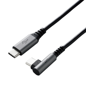 エレコム USB2．0ケーブル(認証品、C-C、L型コネクタ) 0．5m ブラック U2C-CCL05NBK-イメージ1
