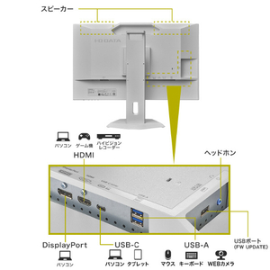 I・Oデータ USB Type-C搭載&フリースタイルスタンド採用 27型 液晶ディスプレイ ホワイト LCD-C272SDW-F-イメージ3