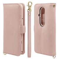 ラスタバナナ らくらくスマートフォン(F-53E)用ハンドストラップ付き手帳型ケース ライトピンク 8462F53EBHSLPK