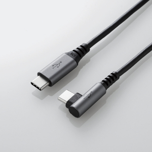エレコム USB2．0ケーブル(認証品、C-C、L型コネクタ) 1．0m ブラック U2C-CCL10NBK-イメージ2