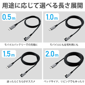 エレコム USB2．0ケーブル(認証品、C-C、L型コネクタ) 1．0m ブラック U2C-CCL10NBK-イメージ9