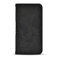エム・ディー・シー iPhone 16 Pro Max用手帳ケース AVIREX スタンプロゴスエード/ブラック MD-75557-1